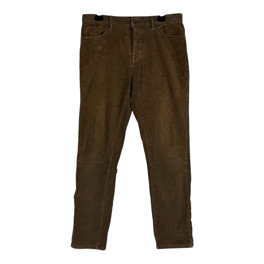 Next Pants Mens 32x31 Brown Corduroy Chino Slim Fit Tapered Stretch Casual